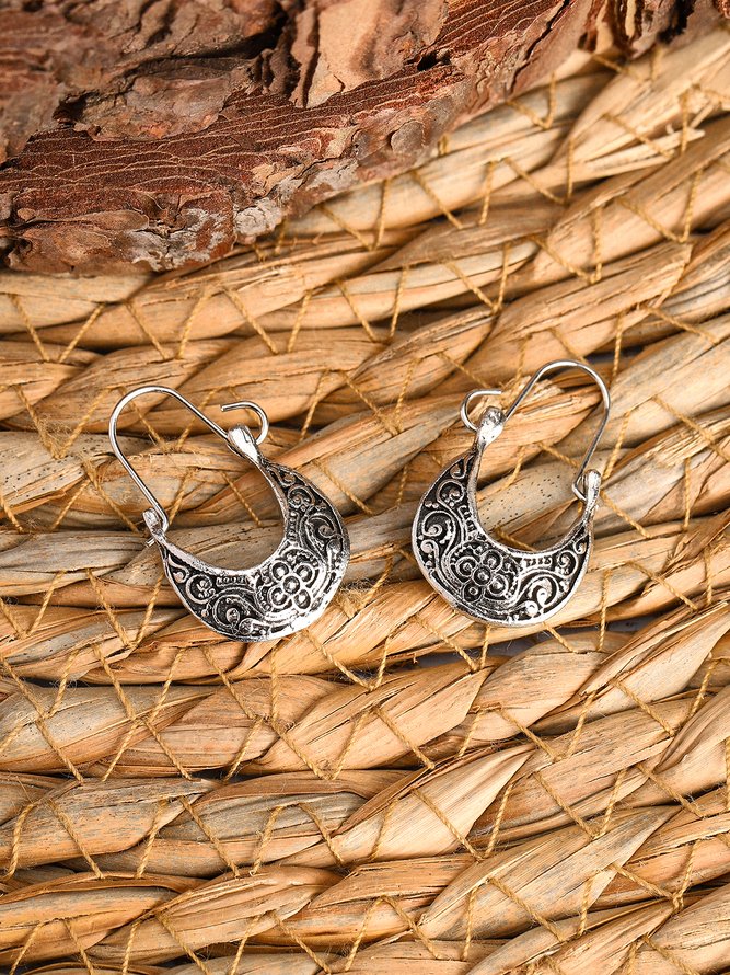 Woman Sliver Vintage Tribal Holiday Earrings