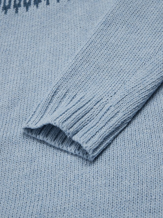 Blue Knitted Vintage Casual Sweater