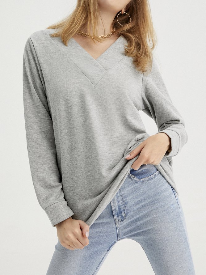 Casual Winter Solid Lightweight Daily Long sleeve Loose Cotton-Blend Regular Sweatshirts for Women