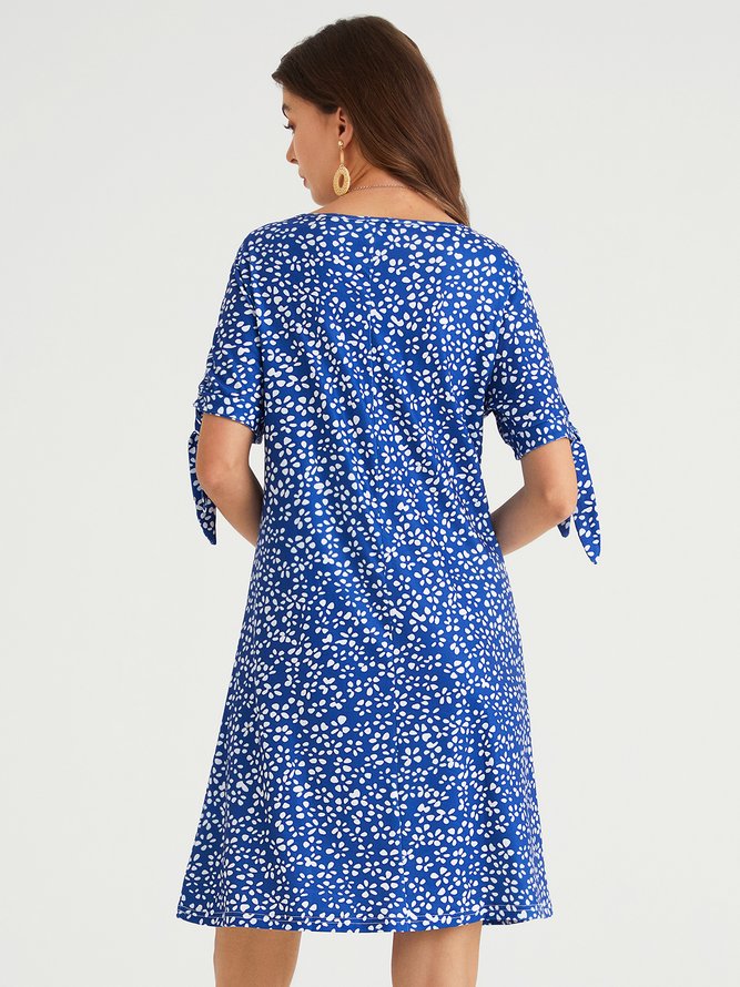 Floral V Neck Casual Vacation Loose A-Line Dress
