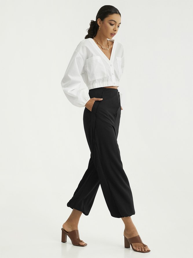 Awesome Pieces Three-Dimensional Cut Pants High Waist Trousers Wide Leg Pants - Women's Casual Pants Carrot Pants