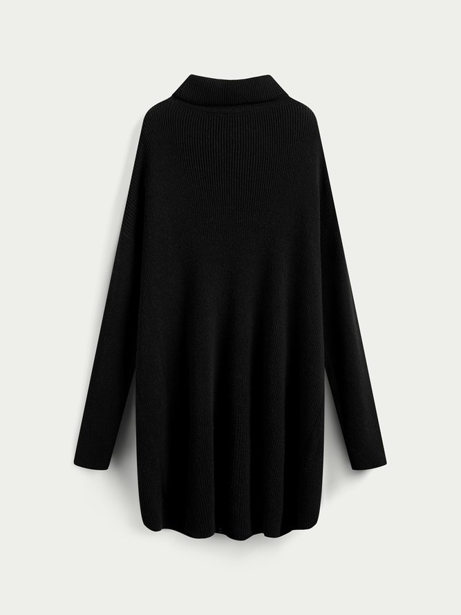 Casual Turtleneck Shift Long Sleeve Sweater Dress
