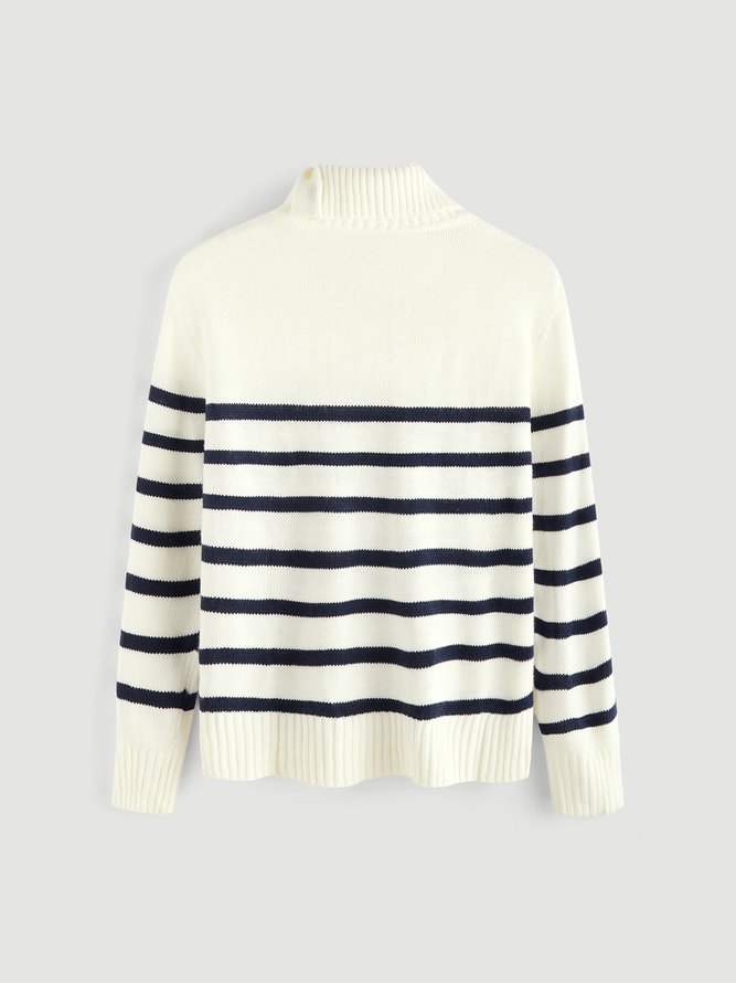 Loosen Wool/Knitting Striped Sweater