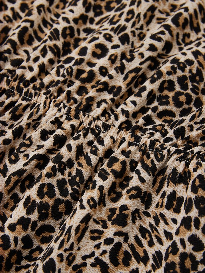 Leopard Long Sleeve Vintage Weaving Dress