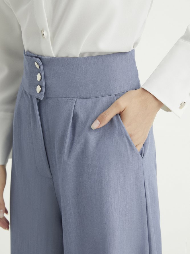Elegant Button fly Solid Long Pants