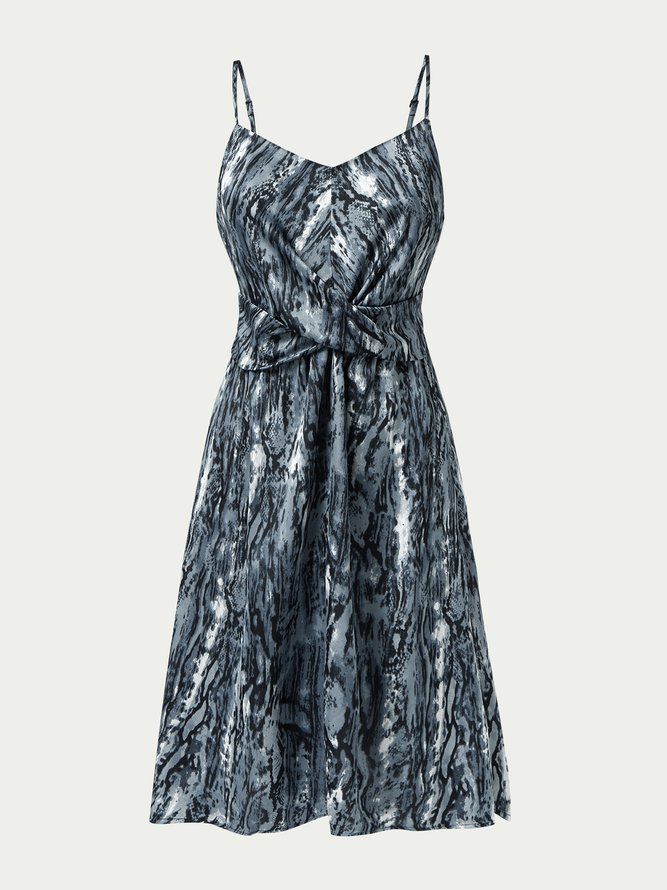 Deep Blue V Neck Cold Shoulder Ombre/tie-Dye Weaving Dress