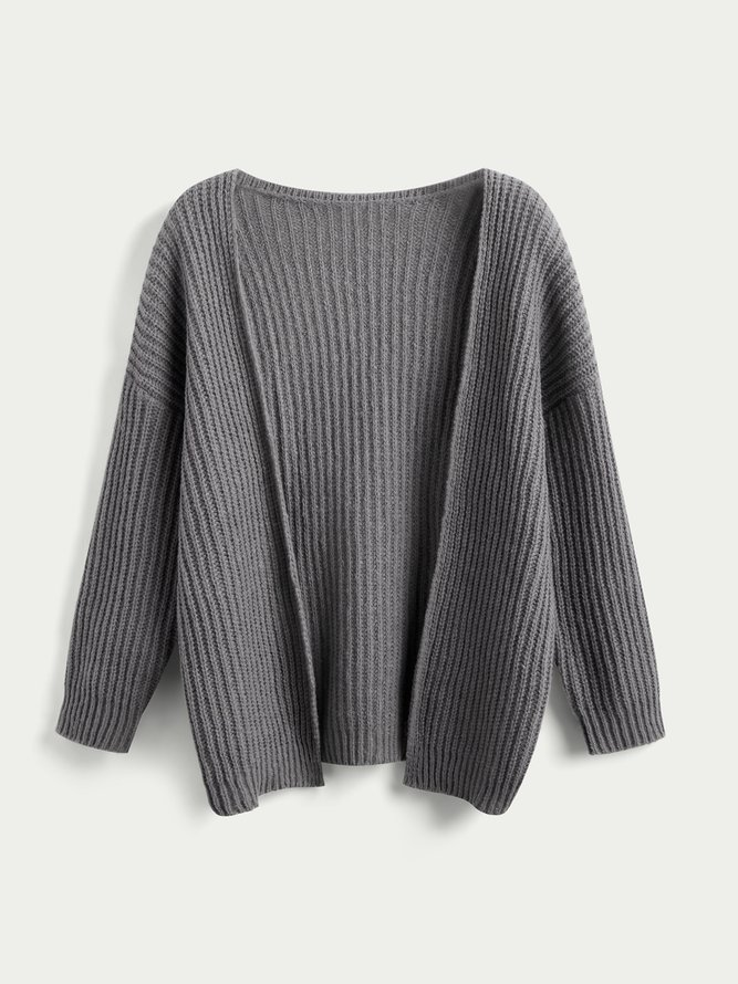Long Sleeve V Neck Plain Sweater coat