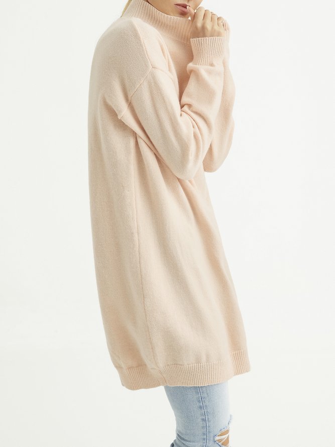 Solid Stand Collar Casual Sweater