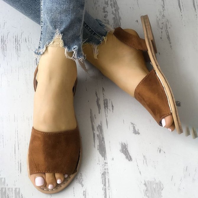 Women's Faux Leather Flat Sandals