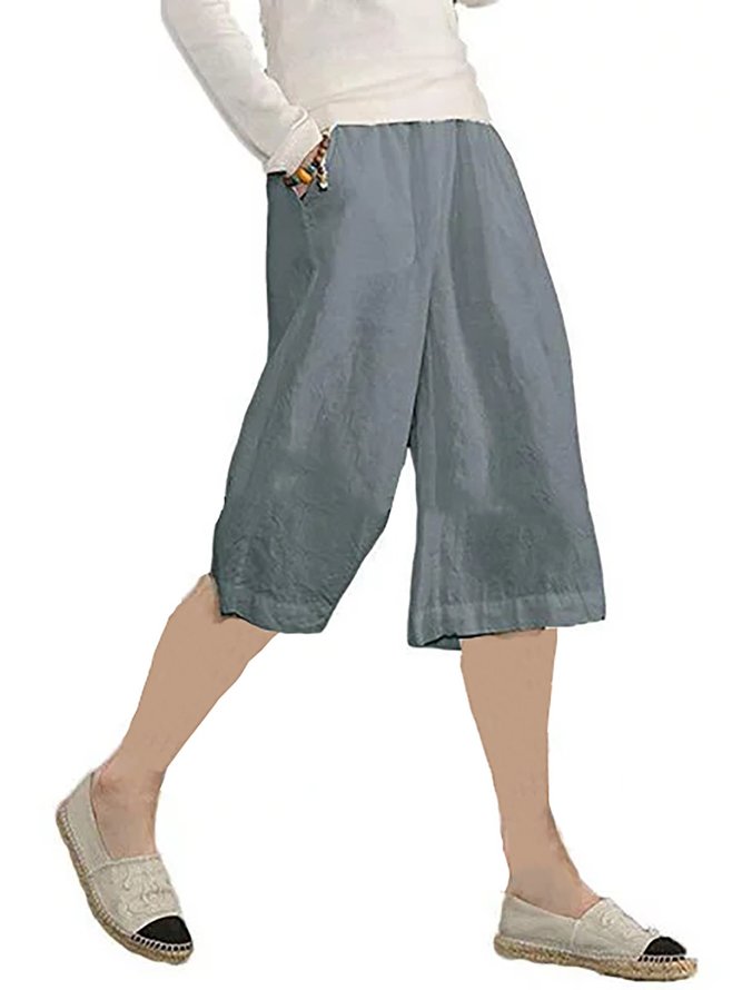 Casual Solid Pockets Shorts Middle Short Shorts
