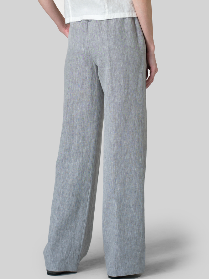 Linen Pockets Solid Pants