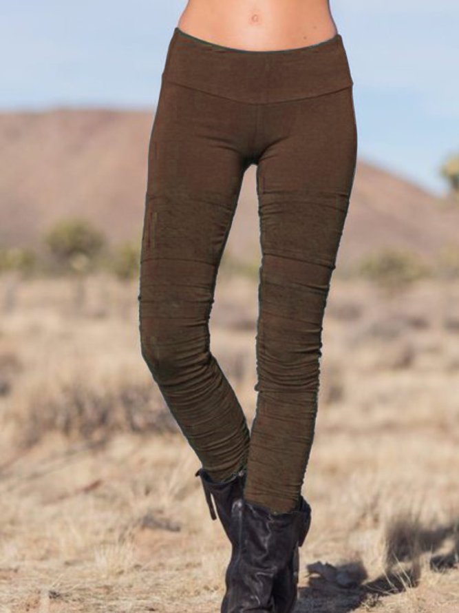 Mid-waist sports style solid color comfortable leggings