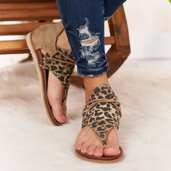 Leopard Snake and Zebra Print Thong Sandals