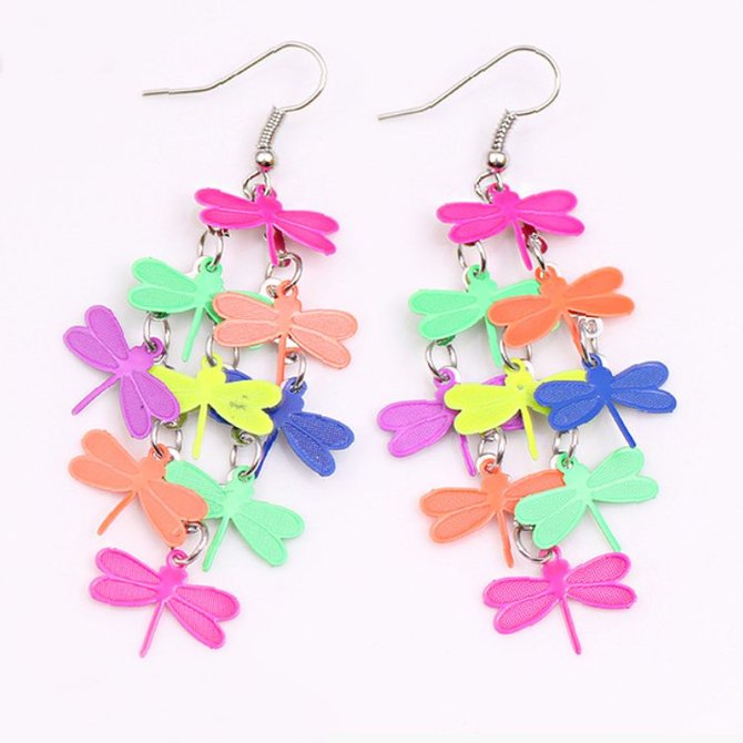 Colorful Copper Dragonfly Earrings