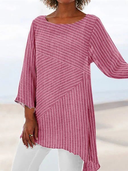 Striped Printed Casual Long Sleeve Blouse