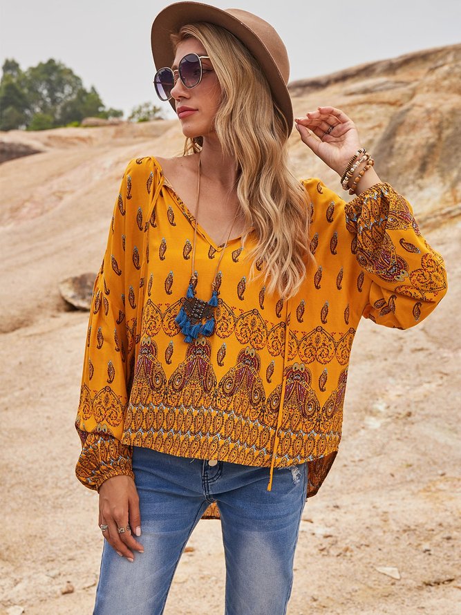 Yellow Cotton-Blend Holiday Top