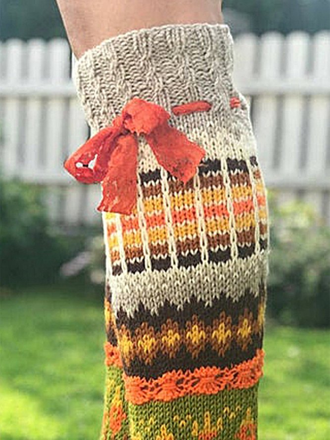 Colorful woolen flower Socks