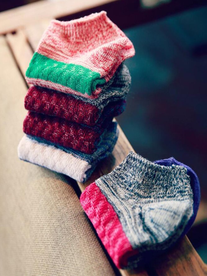 Vintage Multicolor Striped Casual Socks
