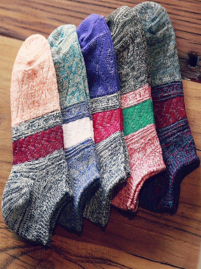 Vintage Multicolor Striped Casual Socks