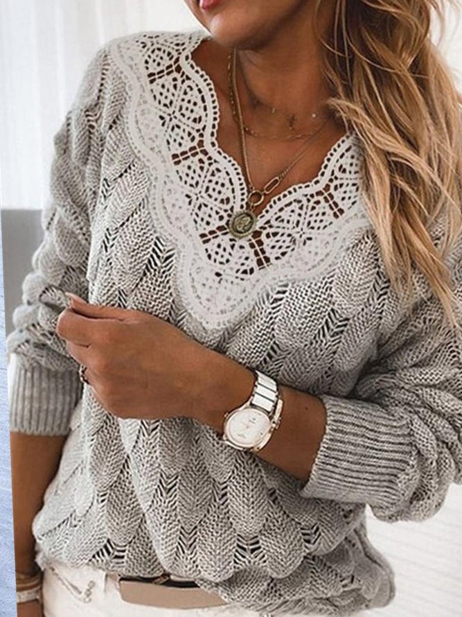 Plain Knitted Loose Sweater