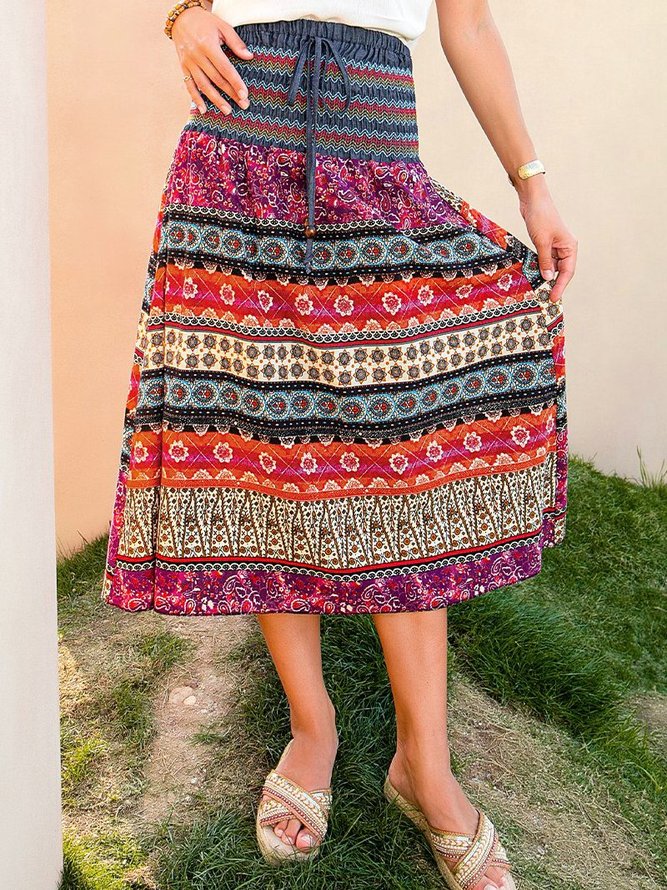 Floral-Print Tribal Casual Weaving Dress