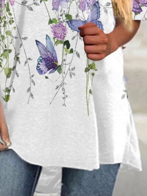Women The New Casual Butterfly Print T-Shirt