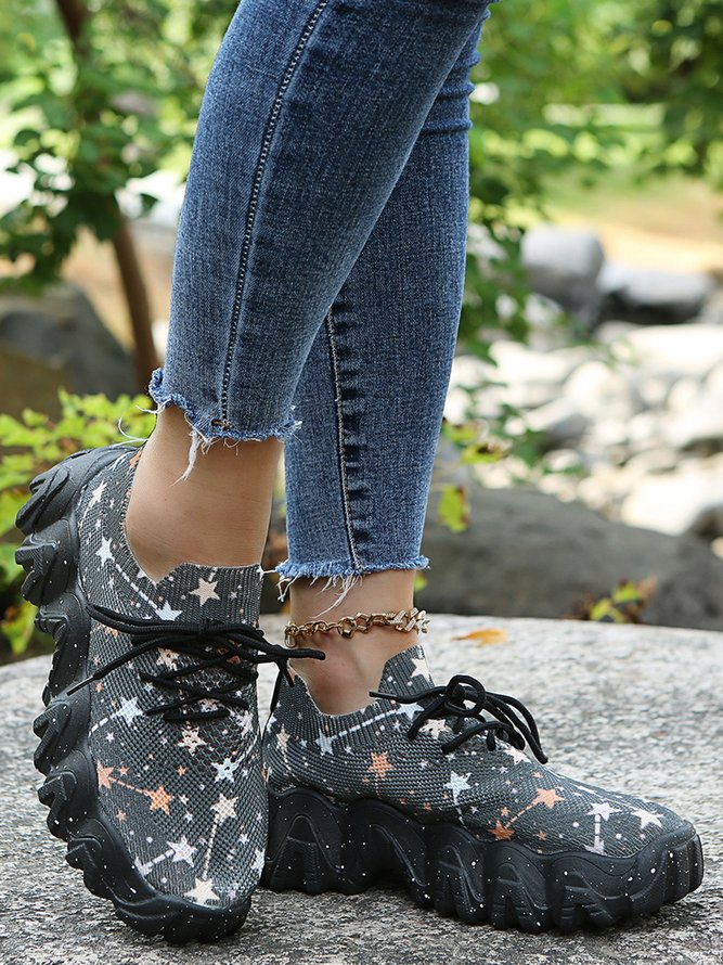 Casual Star Fly Woven Platform Shoes