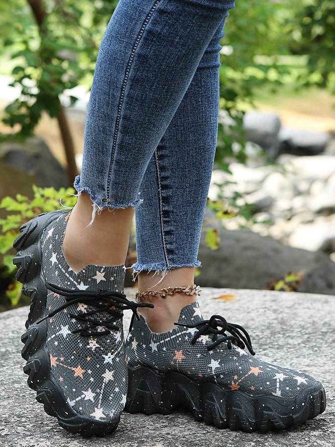 Casual Star Fly Woven Platform Shoes