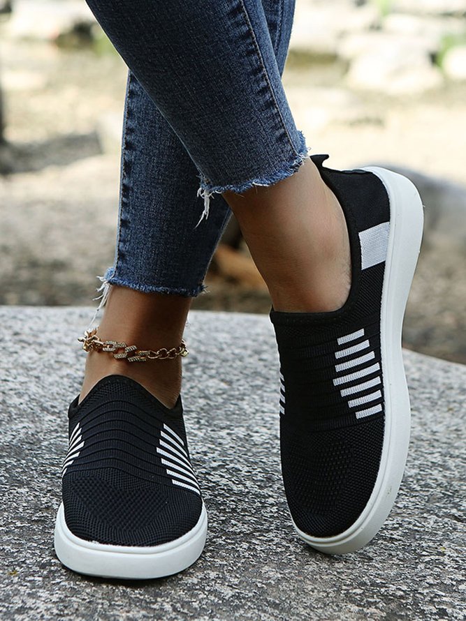 Casual Plain Fly Woven Sneakers
