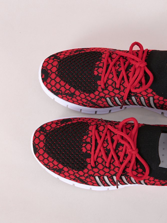 Snake Print Lace-Up Flyknit Sneakers