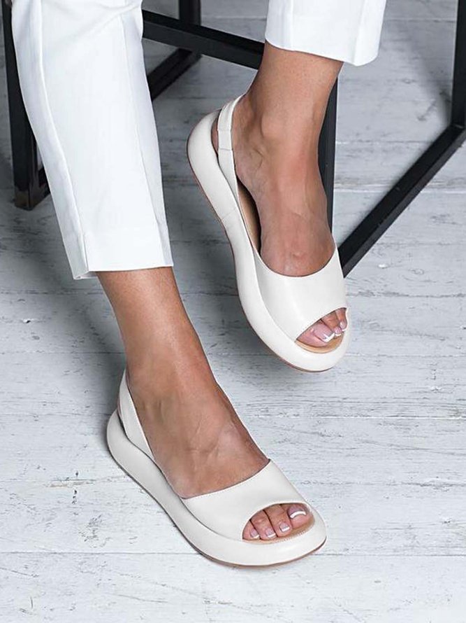 Simple Solid Color Portable Soft Flat Sandals