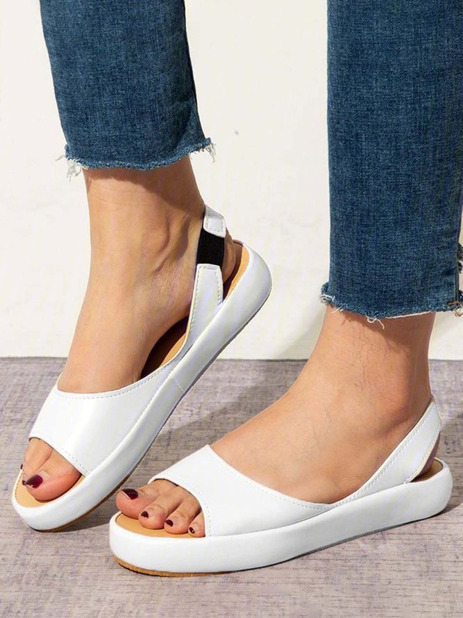 Simple Solid Color Portable Soft Flat Sandals