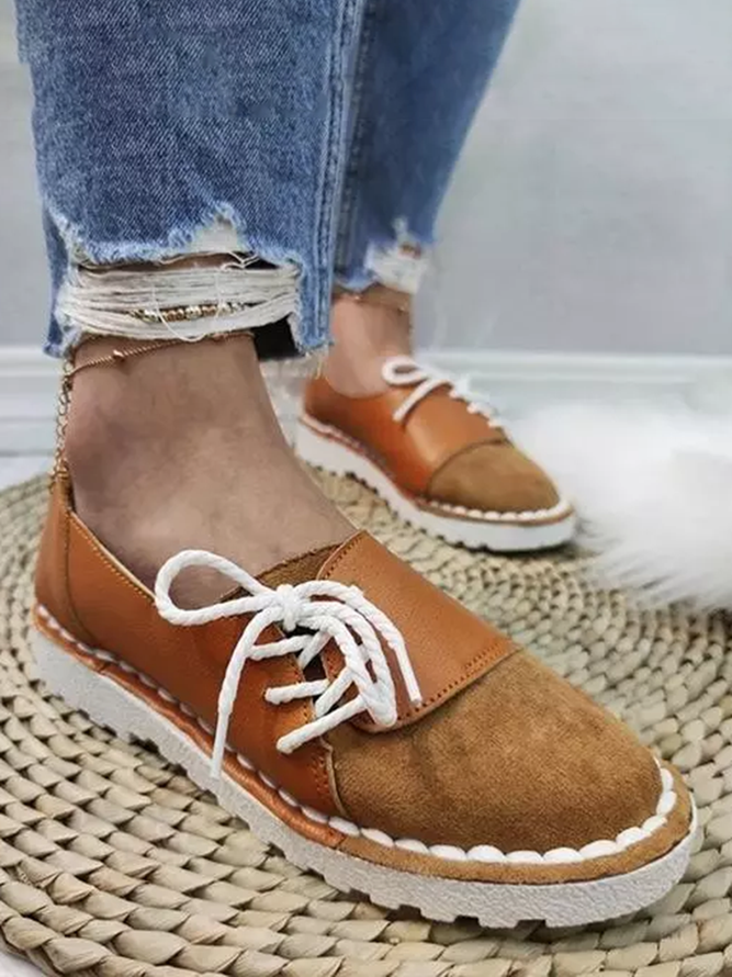 Contrast Lace-Up Lightweight Flats