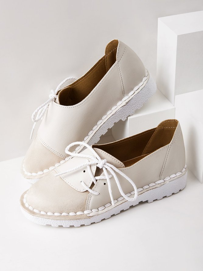 Contrast Lace-Up Lightweight Flats