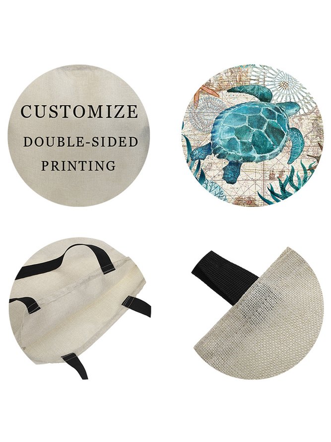 3D Turtle Digital Printing Waterproof Cotton Linen Shoulder Bag Shopping Bag