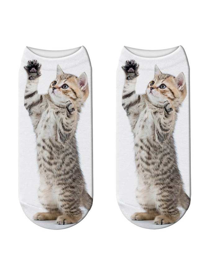 Cotton Knit Cat Pattern Socks Sets