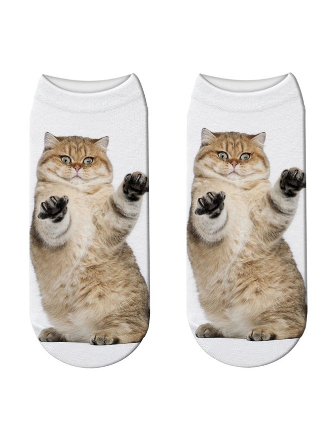 Cotton Knit Cat Pattern Socks Sets