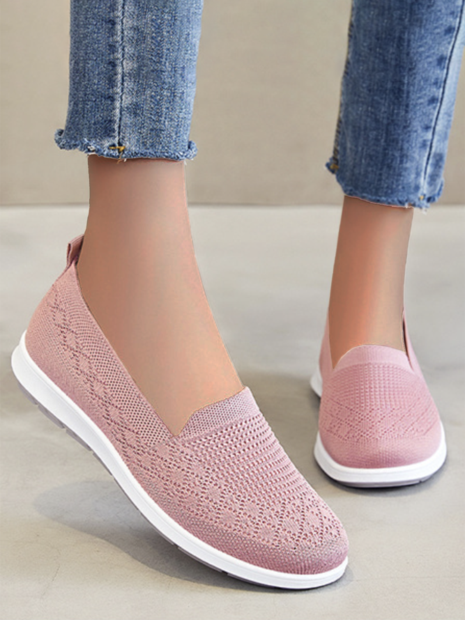 Round Toe Breathable Mesh Flat Heel Soft Sole Comfortable Lightweight Casual Sneakers