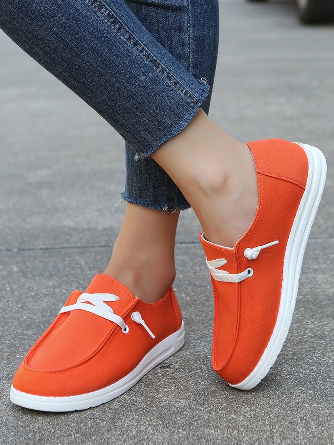 Non-slip women's Moccasins lace-up simple flat in orange