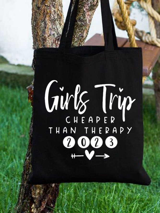 Girls Trip Cheaper Than Therapy Family Text Letter Shopping Tote Bag