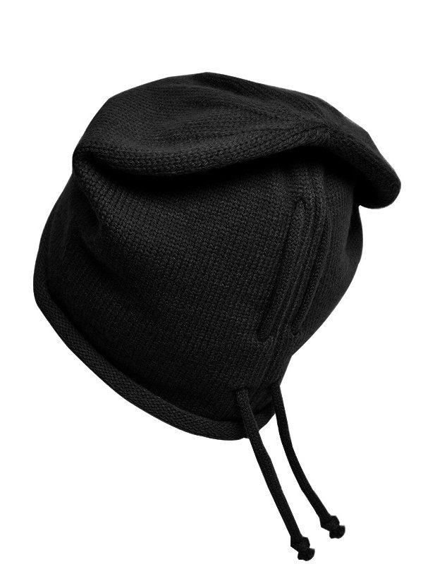 Casual Solid Color Knit Tieable Rope Stretchable Beanie Bandana Cap Daily Commuting Outdoor Accessories