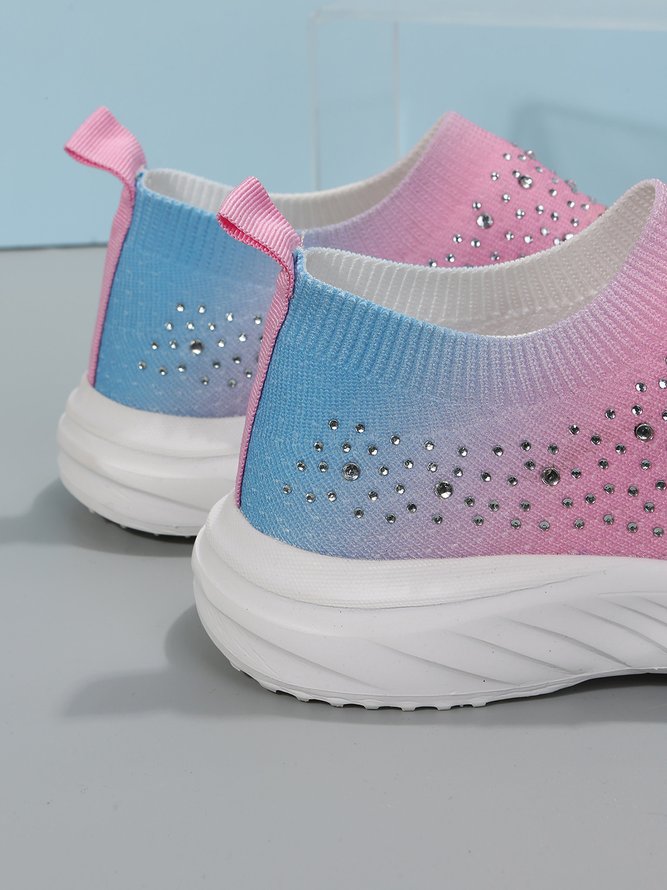 Breathable Plus Size Multicolor Mesh Fabric Slip On Sports Sneakers