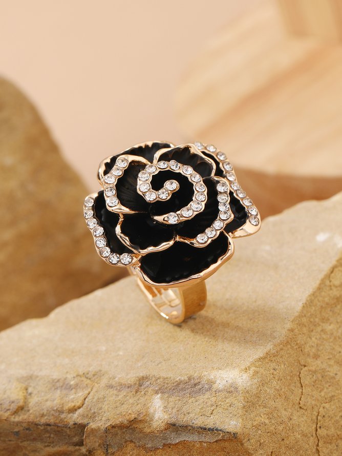 3D Diamond Rose Shape Ring Valentine's Day Party Wedding Jewelry