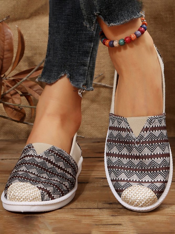 Ethnic Pattern Canvas Casual Women's Shoes Comfortable Non-slip Fisherman Shoes
