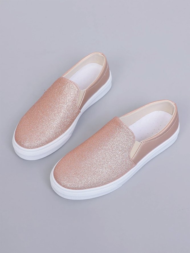 Plus Size Glitter Split Joint Slip On Casual Shoes