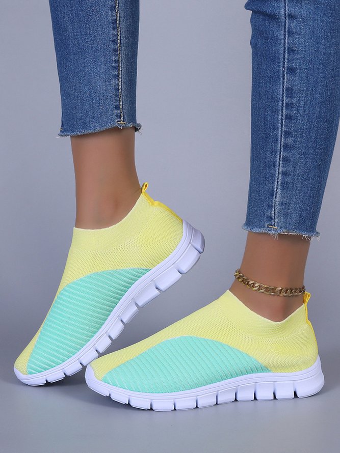 Breathable Plus Size Color Block Slip On Sneakers