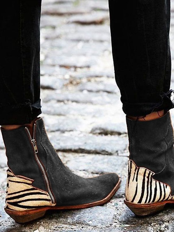 Split Joint Suede Winter Flat Heel Boots