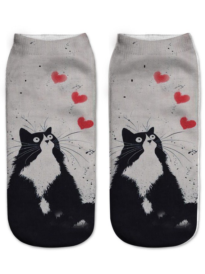 Cute Cat 3D Printed Socks