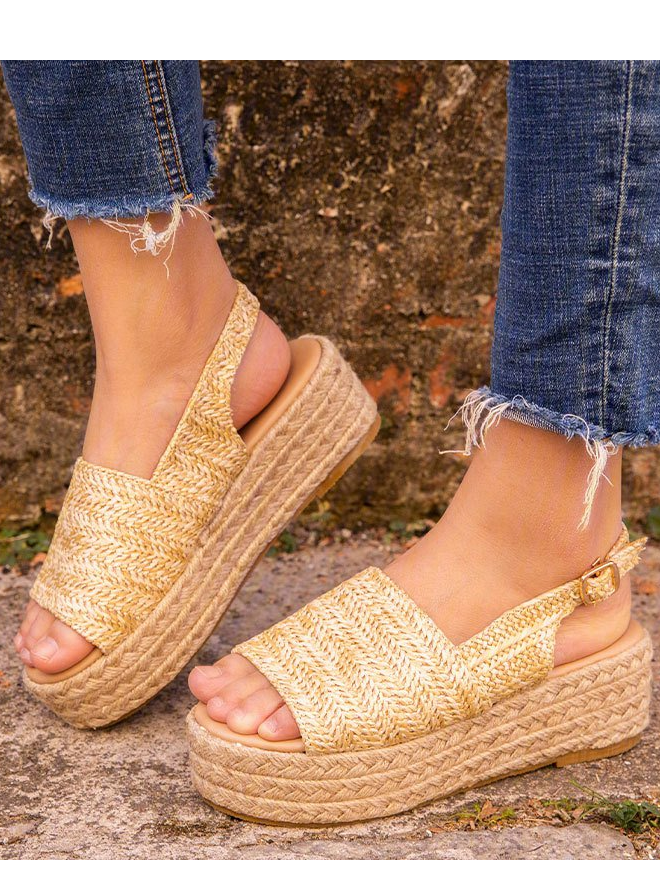 Weaving Espadrille Platform Sandals Summer Peep Toe Sandals
