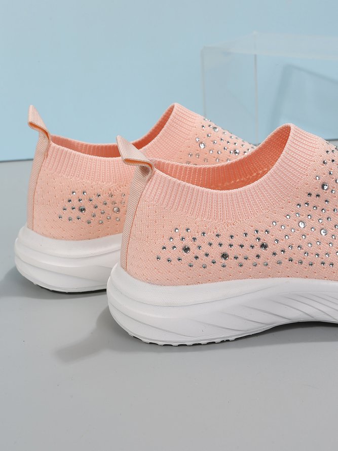 Plus Size Hot Drilling Mesh Fabric Slip On Sneakers